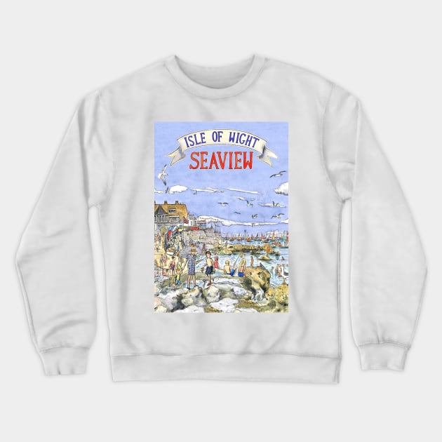 classic isle of wight travel art print Crewneck Sweatshirt by FauziKenceng